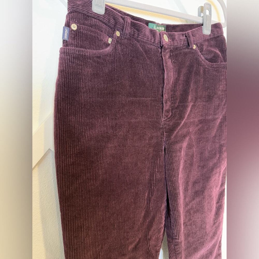 Lauren Ralph Lauren Tapered Corduroy Pants Maroon Size 12 Petite - Picture 3 of 9